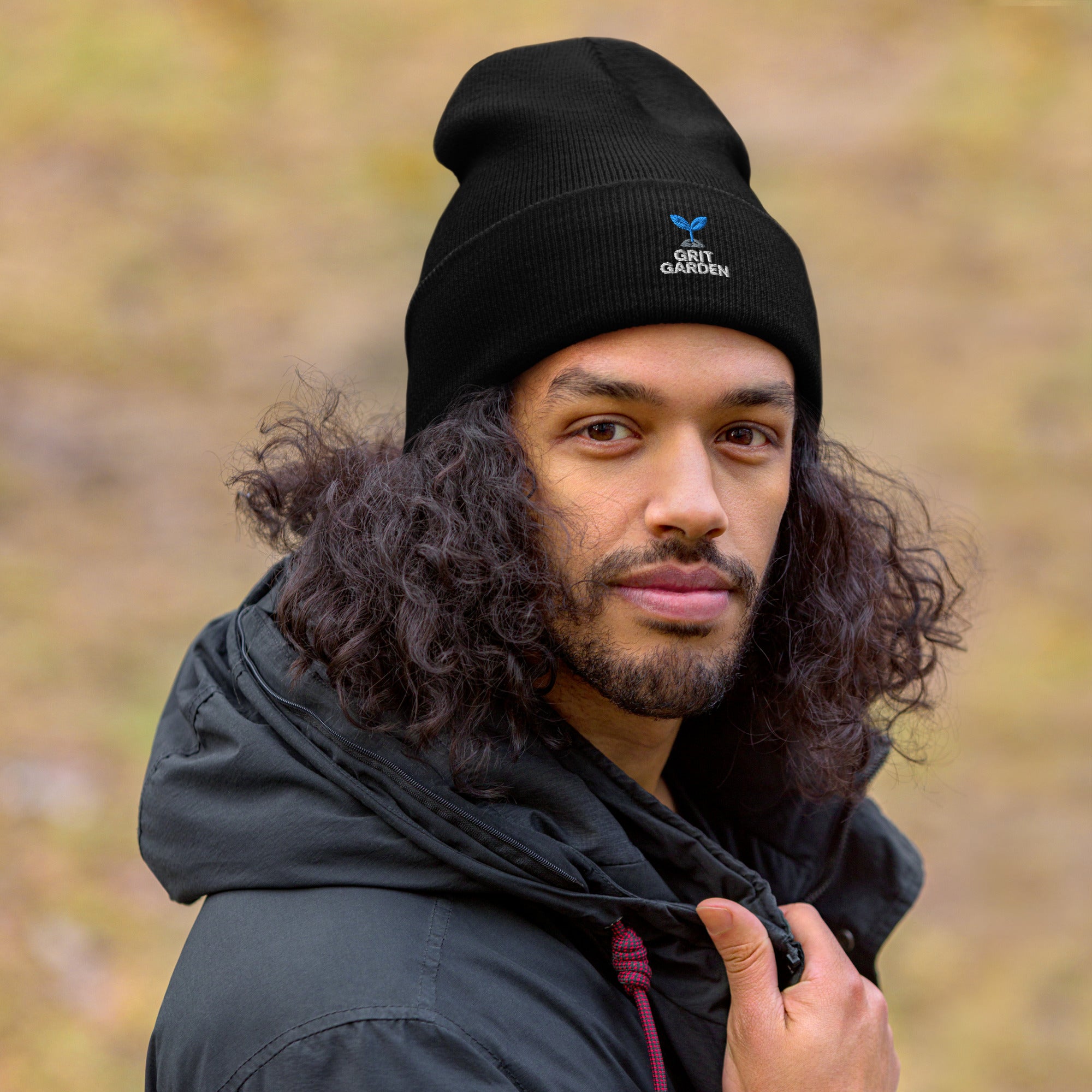 Cuffed Beanie – Black Acrylic Knit, Unisex – Grit garden